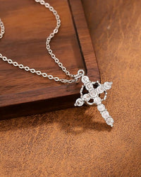 Rotatable Crown Cross Necklace For Women, Cubic Zirconia Paved Faith Pendant Necklace - image 2