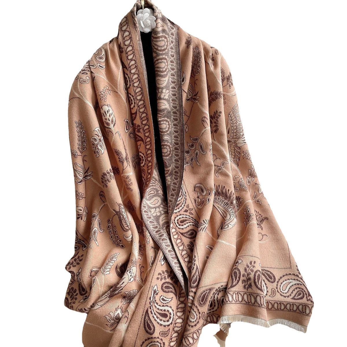 Cashmere-Feel Tassel Neck Warmer Scarf - image 5