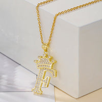 Crown Initial Pendant Necklace - image 6