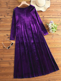 Women's Velvet Long Sleeve Maxi Dress with Pockets - image 5