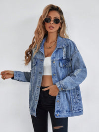 Chaqueta de mezclilla boyfriend desgastada para mujer - image 1