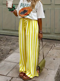 Striped Loose-fit Slimming Casual Wide-leg Floor-length Pants - image 6