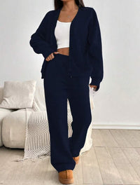 Autumn And Winter Women's Cardigan Jacket Wide Leg Pants Casual Suit - image 10