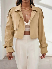 Women's Long Sleeve Cropped Trench Jacket - image 2