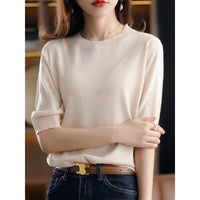 Women's Loose Round Neck Three-Quarter Sleeve Top - image 9