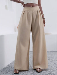 Solid Color Loose Wide Leg Elegant Pants With Pocket - image 7