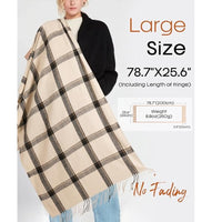 Winter Scarf For Women Oversized Plaid Tassel Shawl Wrap - image 4