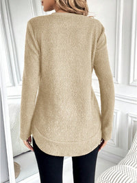 Casual Warm Solid Color Round Neck Teddy Sports Shirt - image 4
