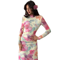 Floral Tulle Long Sleeve Maxi Dress - image 5