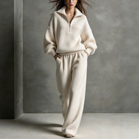 Women's Half-Zip Top and Wide Leg Pants Set - image 1
