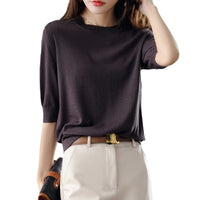Women's Loose Round Neck Three-Quarter Sleeve Top - image 6