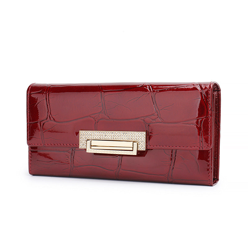 Patent Leather Stone Pattern Long Wallet - image 2