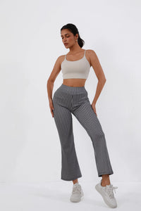 High-Waisted Houndstooth Flare Trousers Sleek Fit, Comfy Stretch, Classy Look - image 6