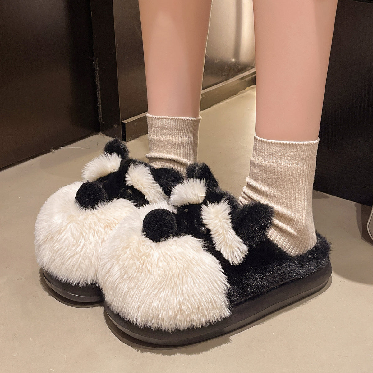 Cartoon Dog Plush House Slippers