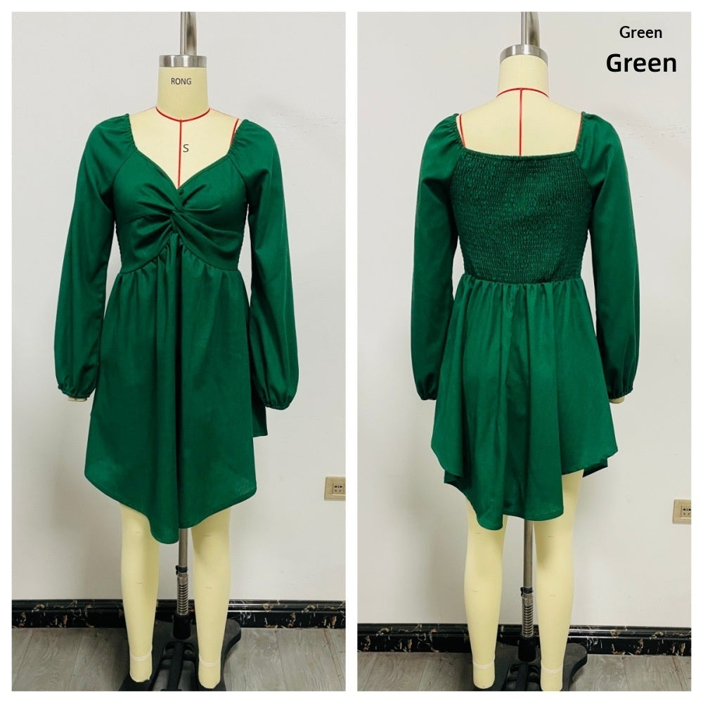 Women's V-Neck Twist Front Long Sleeve Dress - image 8