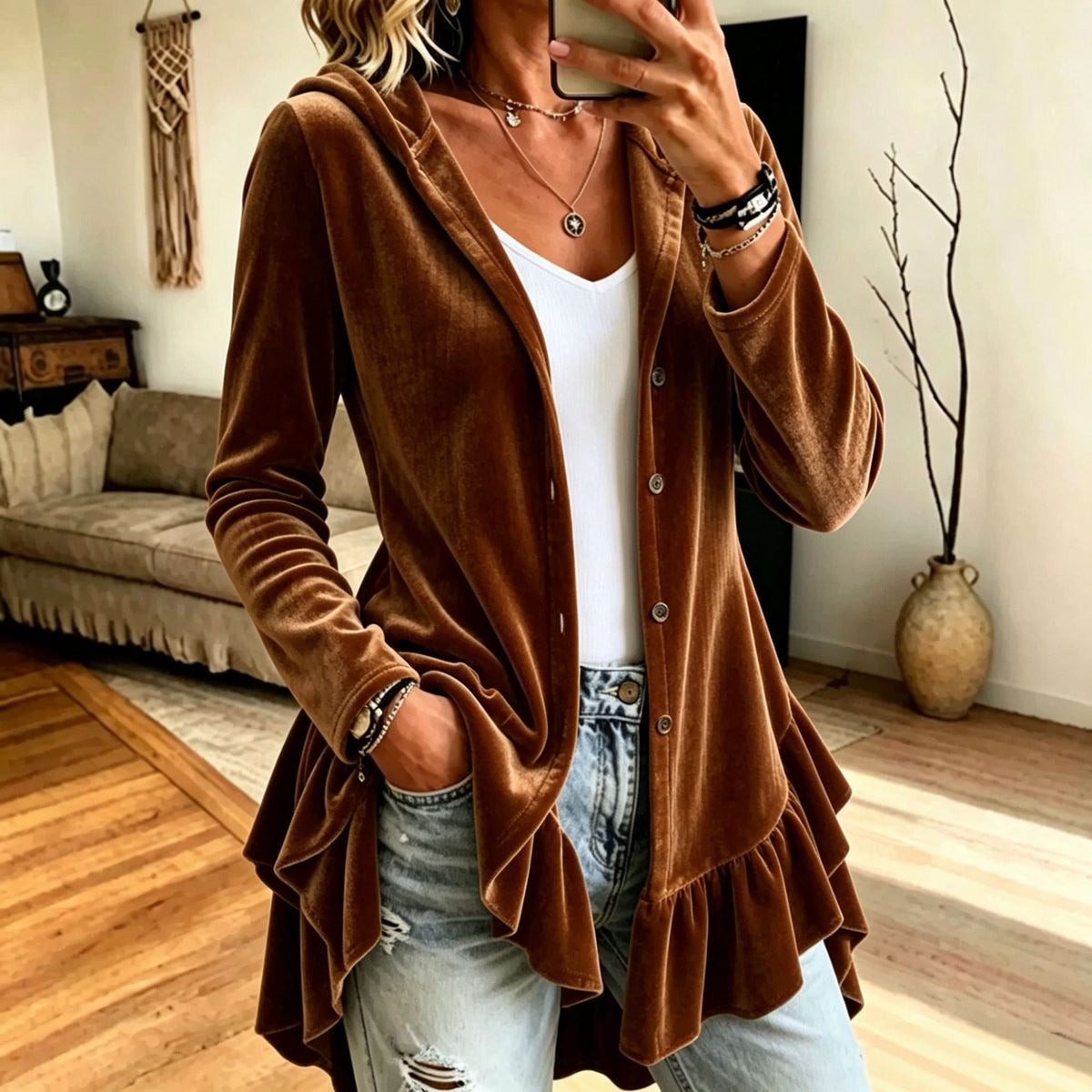 Women's Hooded Button Front Cardigan - image 7