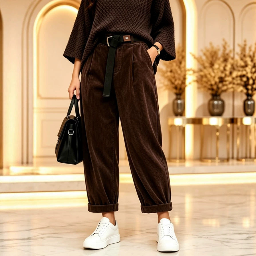 Plus Size Corduroy Casual Trousers - image 2