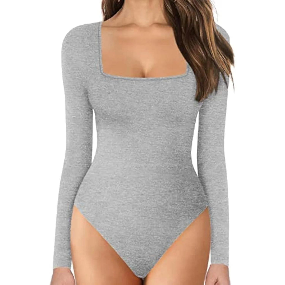 Women's Long Sleeve Square Neck Tummy Shaper Bodysuit Sexy Slimming Elegant Lingerie - image 5