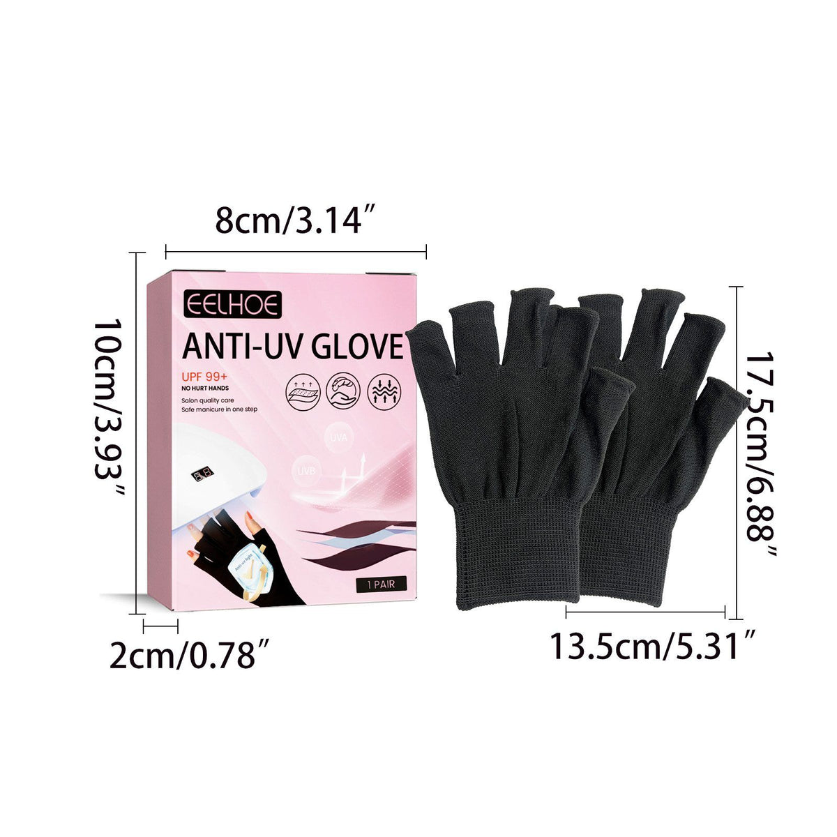 EELHOE Fingerless Manicure Gloves, 2 Pieces - image 6