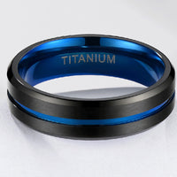 Titanium Ring with Blue Inlay Band - image 2