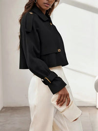 Women's Long Sleeve Cropped Trench Jacket - image 3