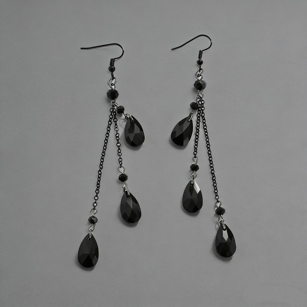 Red Drop Tassel Gothic Earrings