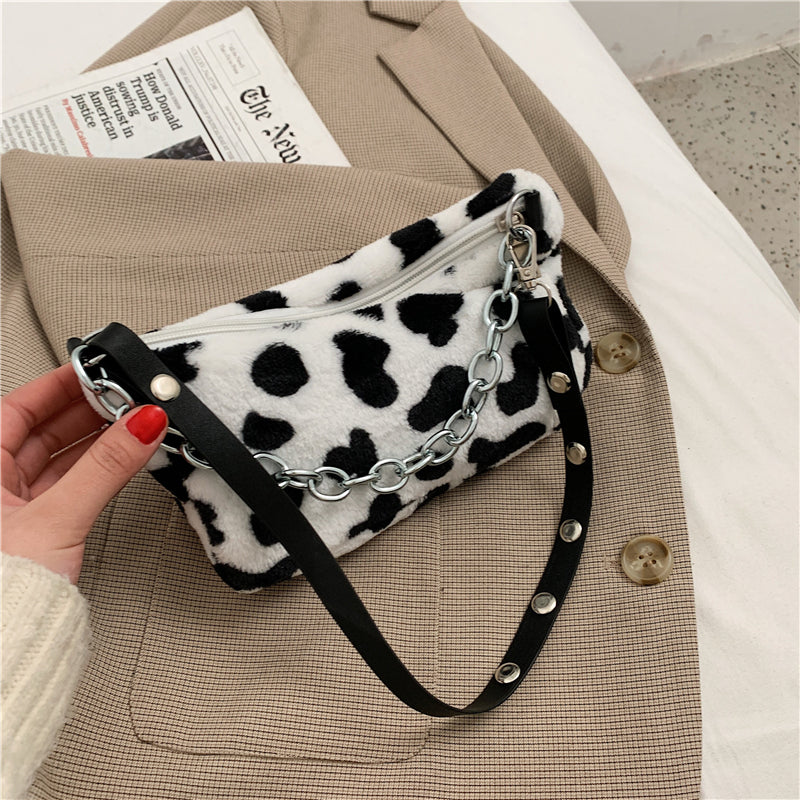 Leopard Plush Shoulder Bag
