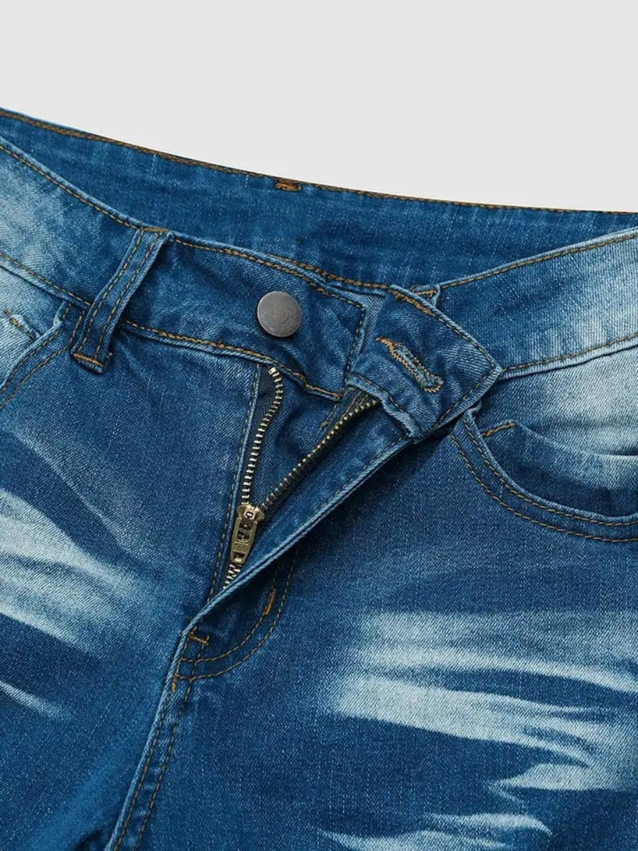 Light Blue High-Waist Ripped Skinny Jeans - image 3