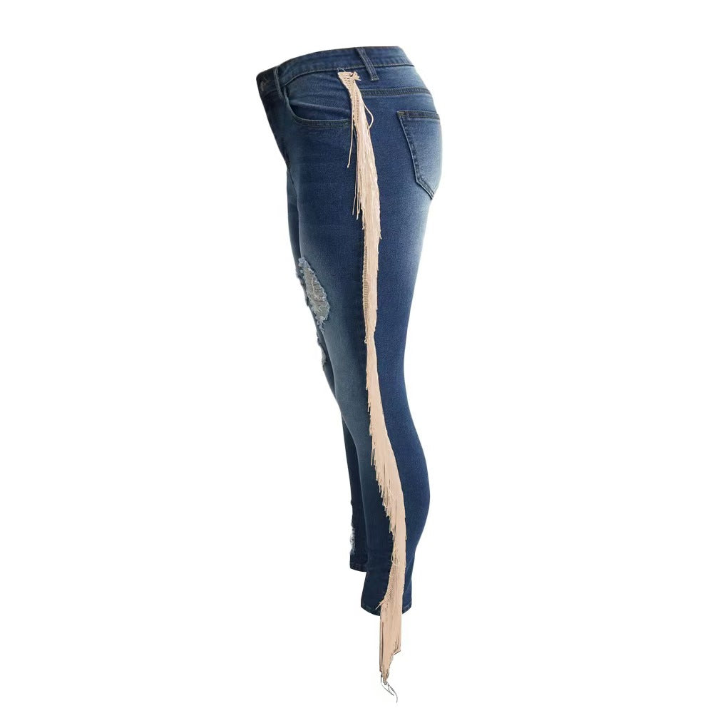 Women's Ripped Fringe Skinny Jeans - image 3