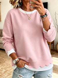 Loose Round Neck Top with Lace Trim - image 8
