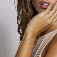 Dainty 14K Gold Filled Layered Bracelet for Women, Adjustable Beaded Chain with Crystal Charm - image 4