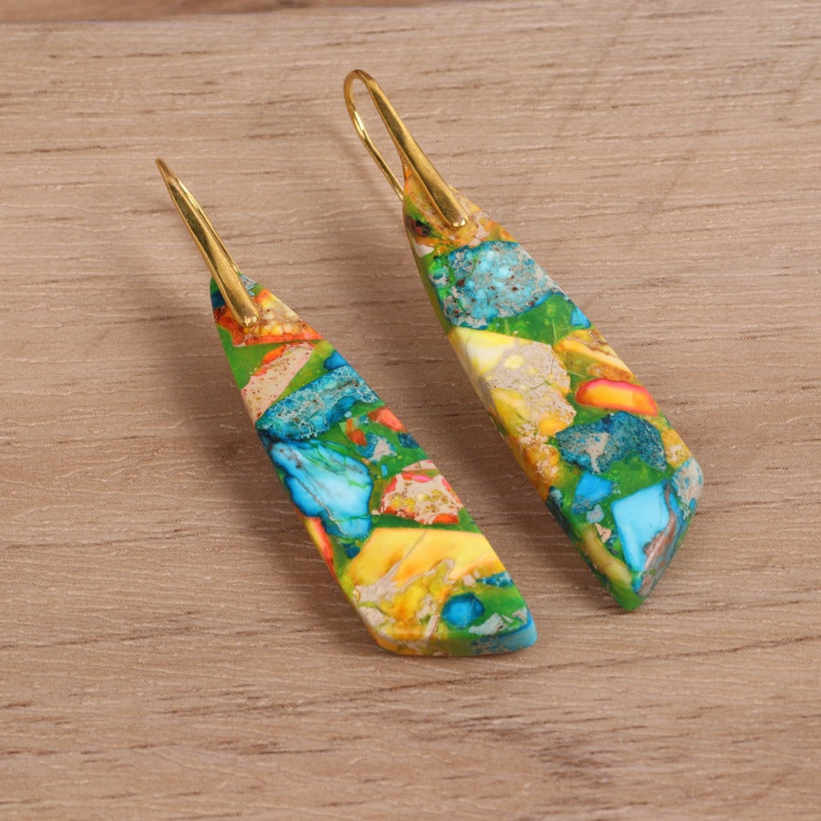 Mosaic Stone Drop Earrings - image 6