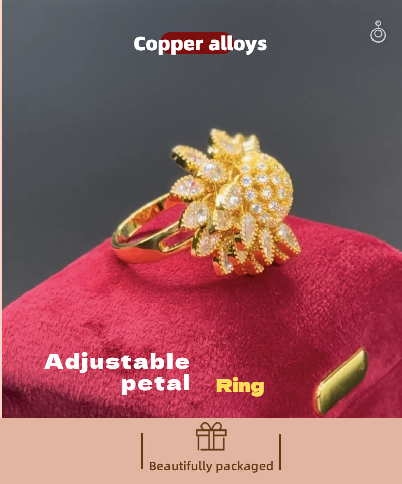 Flower Adjustable Open Gold Ring For Women - image 8