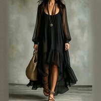 Women's Mesh Asymmetrical Flowy Dress - image 2