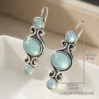 Vintage Blue Stone Scroll Drop Earrings - image 5