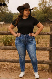 Jeans skinny de lavado claro, talla grande - image 6