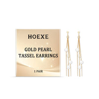 Hoexe Gold Pearl Tassel Earrings - image 1
