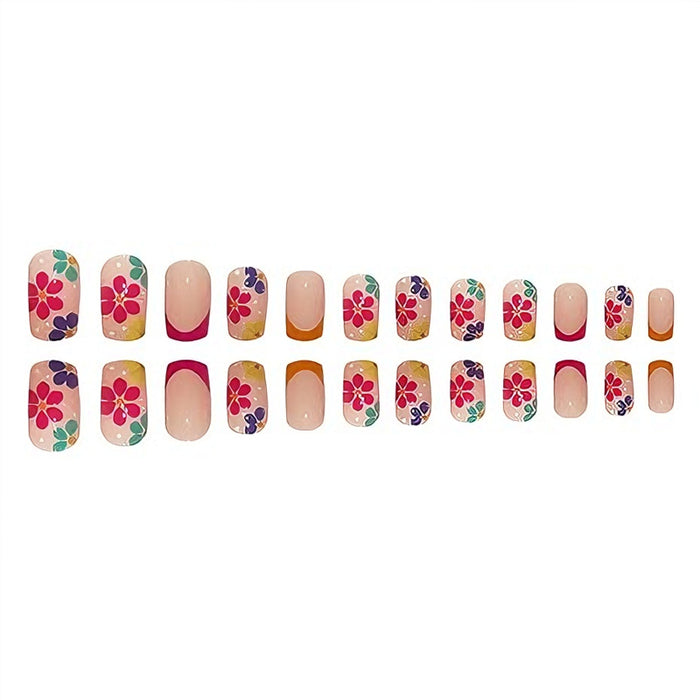 French Flower Press-On Nails (24 pcs)