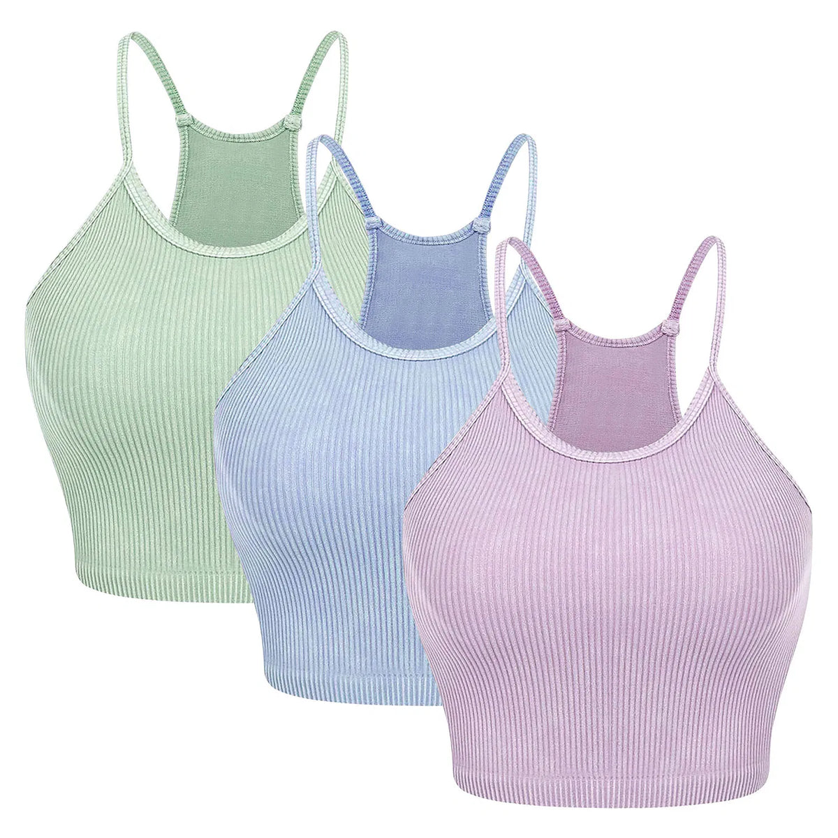 Women's 3 Pack Ribbed Crop Tank Tops, Sleeveless Round Neck Basic Cami Crop Tops - image 7
