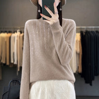 Rhinestone Mock Neck Sweater - image 1