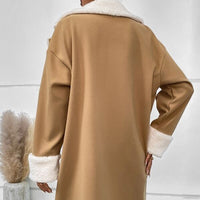 Women's Double-Breasted Long Coat with Faux Fur Lapels - image 11