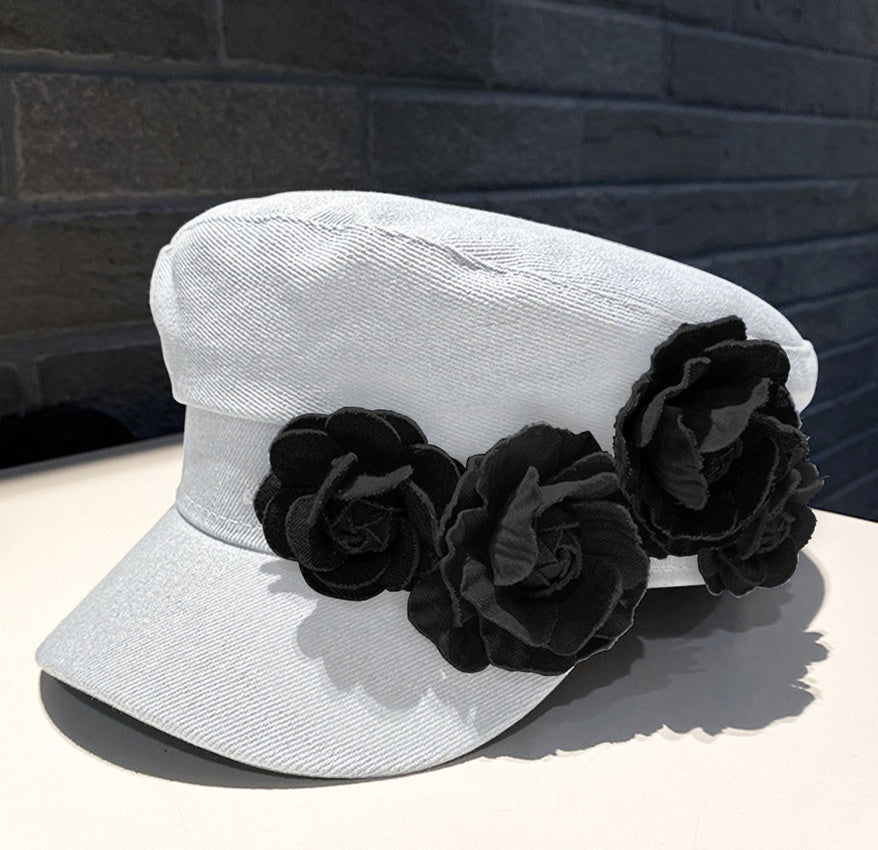 Women's Newsboy Cap with Flowers - image 2