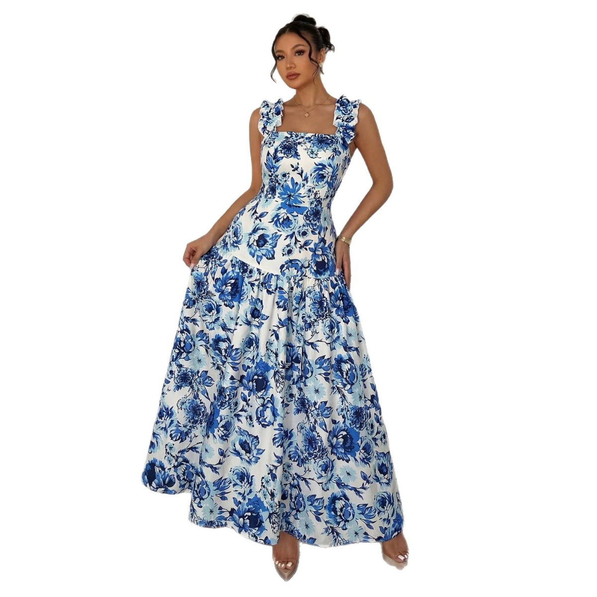 Women's Ruffle Trim Casual Maxi Dress - image 4
