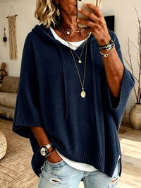 Loose Knit Hooded Pullover with Drawstring - image 8