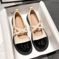 Soft Leather Color Block Block Heel Pumps - image 1