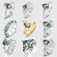 Natural Moss Agate Ring - image 1