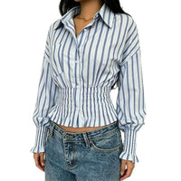 Women's Vertical Stripe Pleated Shirt - image 5