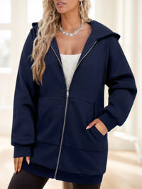 Women's Casual Long Hoodie With Zipper - image 4