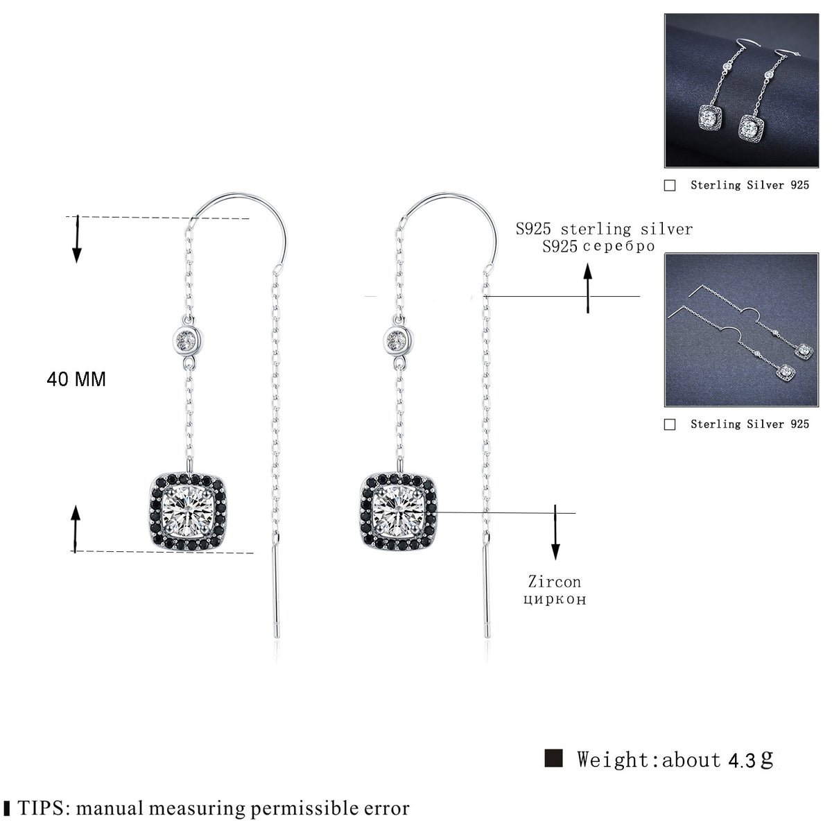 Long Zircon Drop Earrings - image 4