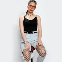 Women's Medium Hole Fishnet Pantyhose, High Waist - image 3